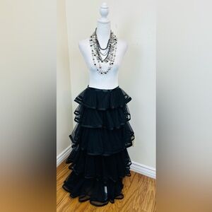 Elegant Black 5 Tiered Skirt with 3 Beautiful necklaces